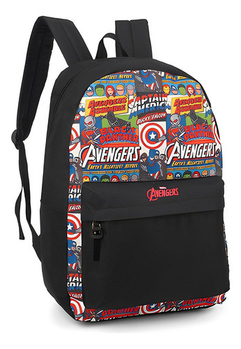 Mochila Escolar Juvenil Masculina Avengers - Preto