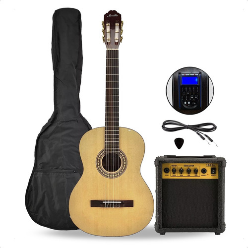 Guitarra Criolla Electroacustica Amplificador 10w Funda Pua