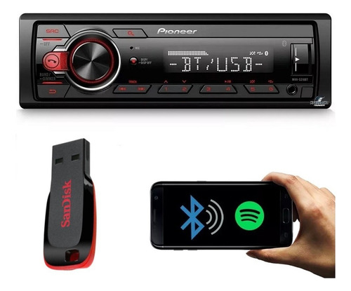 Radio Pioneer Mvh-s218bt Mp3 Flac Usb Bluetooth + Pendrive Cor Preto