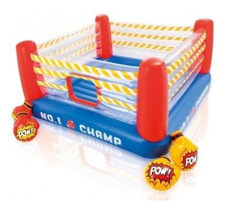 Imagen 2 de 2 de Ring De Boxeo Saltarin Inflable Para Niños Intex Guantes