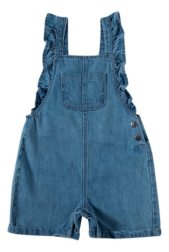 Jardineira Curta Estampa Lisa Jeans Kids Tip Top