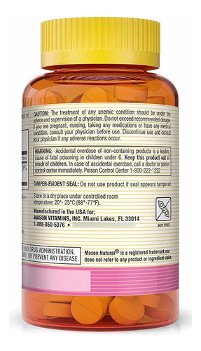 Gluconato Ferroso Mason Natural 100 Tabletas