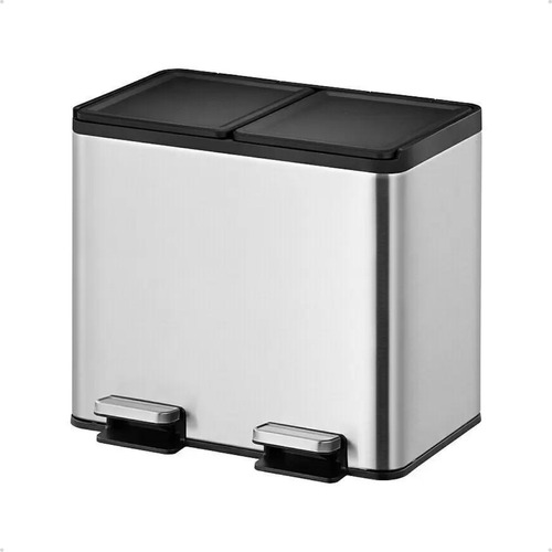 Lixeira Dupla Enger C/ Pedal 40l Aço Inox Coleta Seletiva