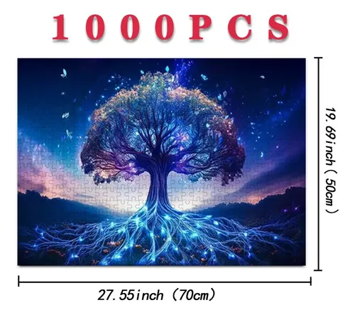 Puzzle De 1000 Piezas Del Árbol De La Vida, 70x50 Cm, Con Cartón Reciclado De Alta Calidad, Ideal Para Adultos Y Niños, Fomenta La Paciencia Y La Concentración