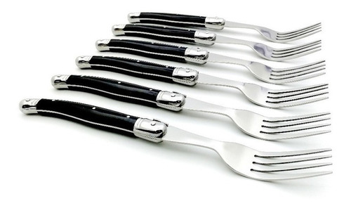 Tenedor Para Bistec Negro Estilo Laguiole 8 «f De Acero Inox