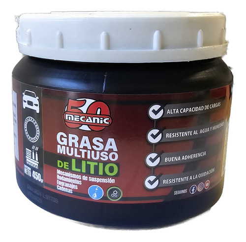Lubricante Grasa De Litio En Pote 250grs Mecanic 101511 Prof