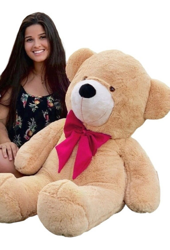Urso Pelúcia Com Laço Teddy Antialérgico Grande 90cm Cores 