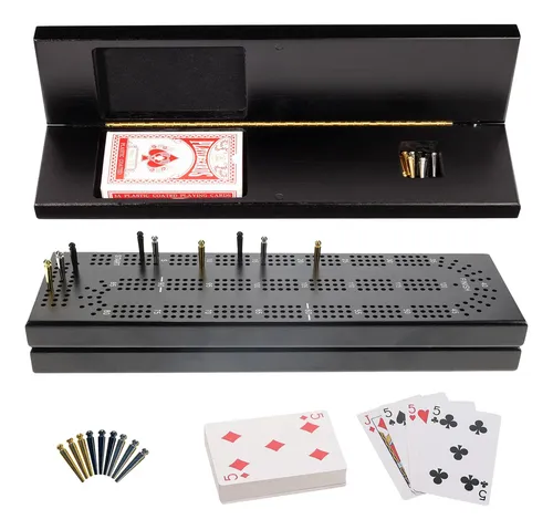 WE Games Cribbage-Brett Aus Holz – Mit Karten & Metallklammern – Reisefreundlich