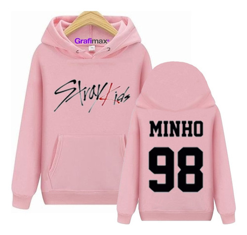 Poleron Rosa Stray Kids Minho K - Pop Música Oversize Grafimax