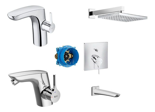 Combo Griferia Lavatorio Bidet Ducha Roca Iconia Ahora12