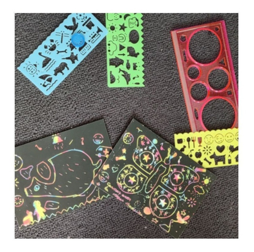 Juguete Didactico Kit De Cartas Para Dibujar Raspando Niños Color Azul