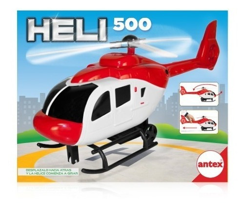Helicoptero Antex Heli 500 Pull Back 1584 Color Rojo y Blanco