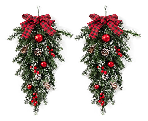 2 Piezas Guirnaldas Navideñas En Forma De Lágrima, Agujas