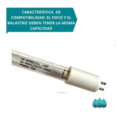 Imagen 2 de 6 de 30 W- Foco Repuesto Uv 30 Watt Desinfección De Agua