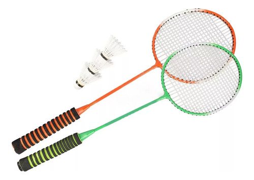 Raquetas X2 Badminton Tenis 2 Gallitos Volantes Junior Niños