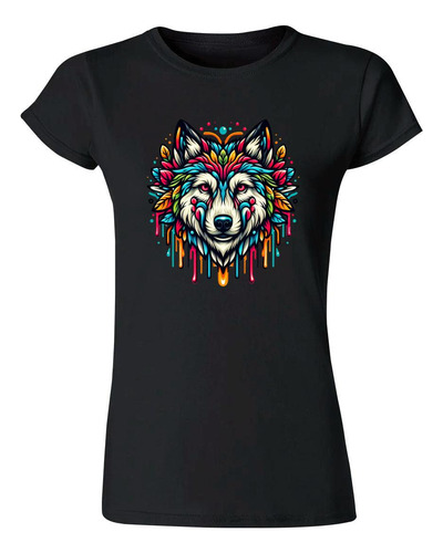 Playera Mujer Lobo Psicodélico 000096n