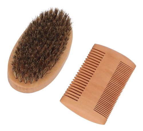 Kit De Cepillos Para Barba De Madera, Doble Cara, Suave Y Mo