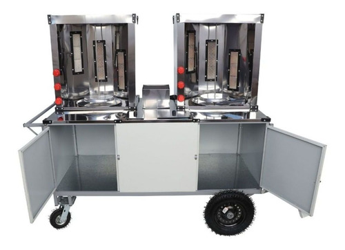 Imagem 3 de 9 de Carrinho De Churrasco Grego Duplo Toldo E Rodas Pneumáticas