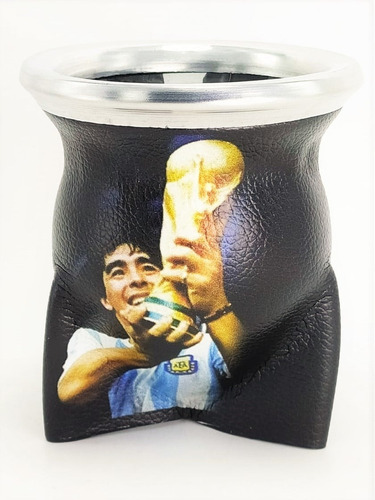 Imagen 1 de 2 de Venta Mate Vidrio Forrado Cuero De Maradona#1 - Plaza Store