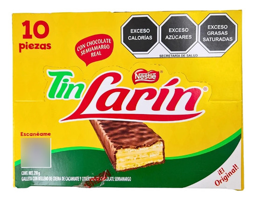 Tin Larín Chocolate Galleta Con Crema De Cacahuate 10pz 210g