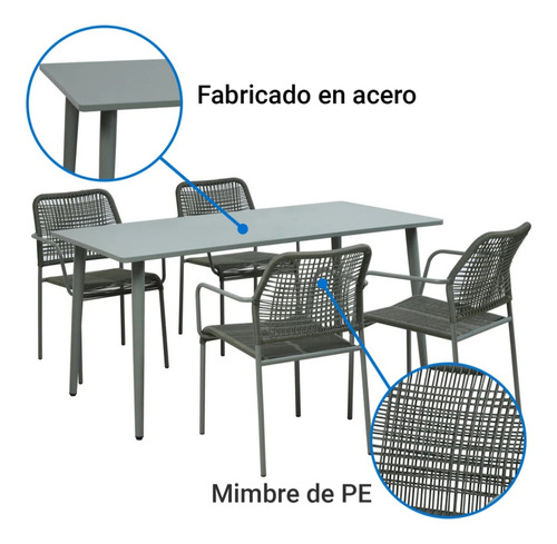 Terraza Lepascal 5 Piezas Verde Just Home Collection