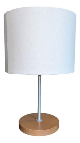 Luminária De Mesa Abajur Madeira Metal 30x12 Prateado Bege