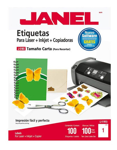 Etiqueta Janel 1095165101 J-5165 C/100 Cta. 21.6 X 27.09 Cm