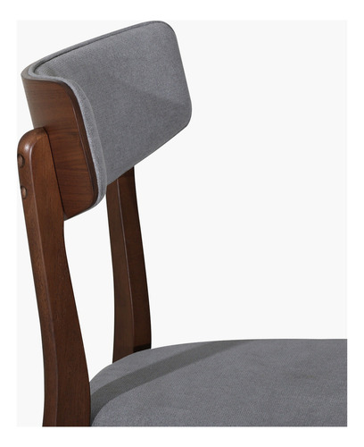 Juego Comedor Nogal Terra 4 Sillas Mesa 100cm Tapiz Gris