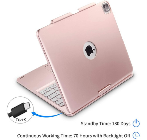 Estuche Case iPad 12.9 Con Teclado 2020/2018 Panel Táctil