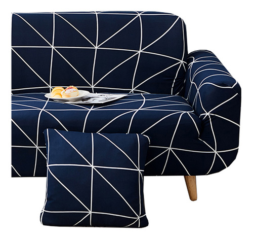 Funda Sillón Diseño Geo 2 Cuerpos Azul