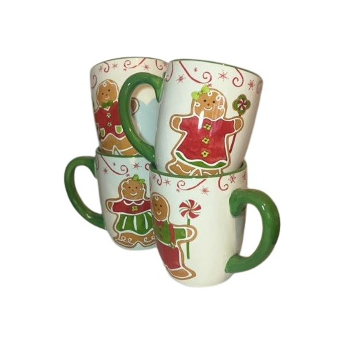 Pack 4 Tazones/mugs Galleta De Jengibre Navidad