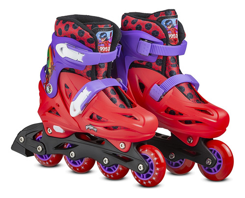Patins Inline Ajustável Miraculous Ladybug Tam 35-38 -br1629