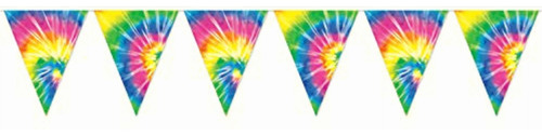 Beistle 57740 1-pack Tie-dyed Pennant Banner, 10-inch By