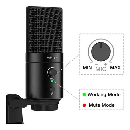 Microfone Fifine T683 Kit Streaming Podcast Profissional Cor Preto