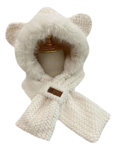 Bufanda Con Capucha De Felpa Con Orejas, Conjunto De Gorro Y