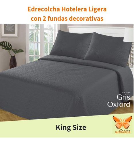 Edrecolcha Hotelera Ligera Con 2 Fundas Color Gris King