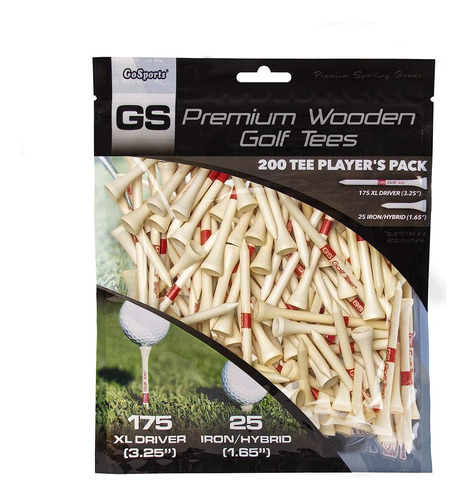 Grosports 3.25 Pulgadas Xl Gs Toe Tee Premium Wooden Golf Te