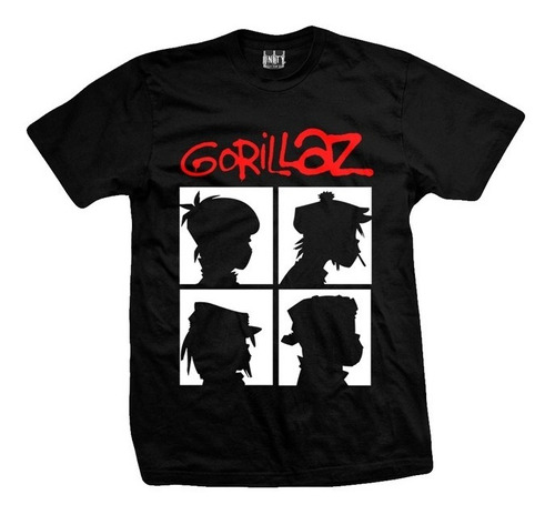 Remera Gorillaz Negra Excelente Calidad 