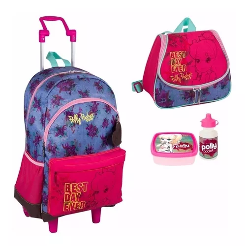 Kit Mochila G Polly Pocket 19M Costas + Lancheira Original