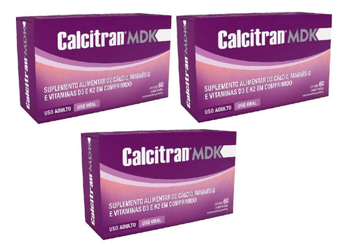 Kit Calcitran Mdk Com 3 Unidades De 60 Comprimidos Cada