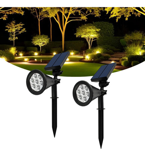 2 Luz Led Jardim Espeto Solar Prova Dágua Externo 7w 3000k