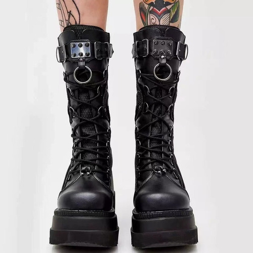 Botas Plataforma Goticas Driver Boots Con Tachuelas Punk Mod