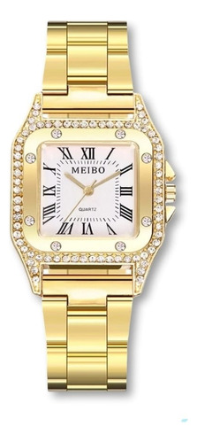 Reloj Elegante De Lujo Para Mujer, Ideal Para Regalo Dorado