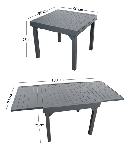 Mesa De Comedor Extensible Para Exterior 4-6 Personas Gris