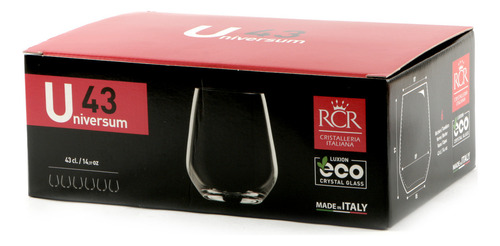 Vasos De Cristal Rcr Universum 430ml Set X6 Hechos En Italia