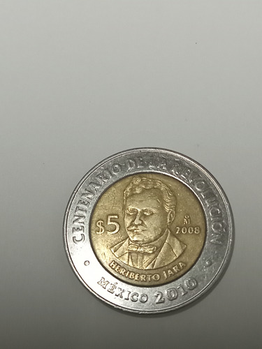 Moneda  De 5 Pesos Heriberto Jara Encuñada En El 2008