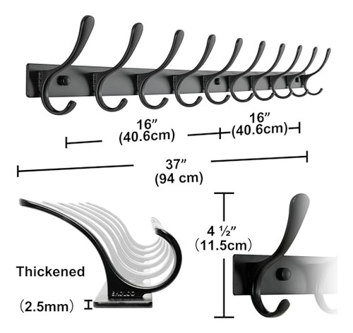 Perchero De Pared 10 Ganchos Paquete De 2 Acero Inoxidable N