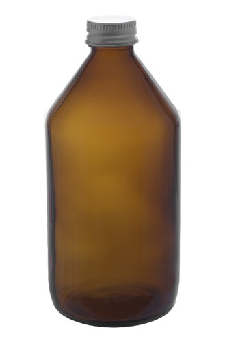 Botella Vidrio Jarabe Farma 500 Cc Ambar X 15 Unid Con Tapa