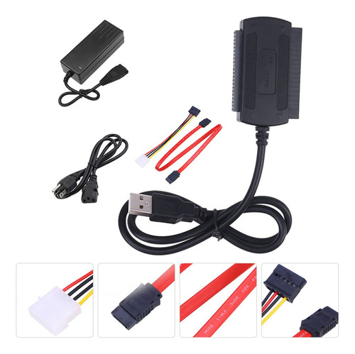 Adaptador Conversor De Ide Y Sata A Usb Para Discos Duros Color Negro