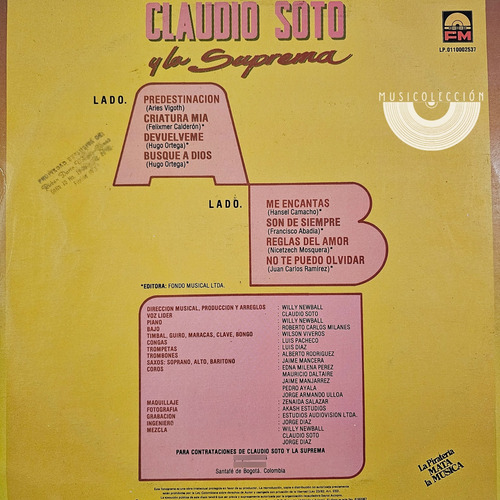 Claudio Soto Y La Suprema / Me Encantas / Lp Salsa (Usado)